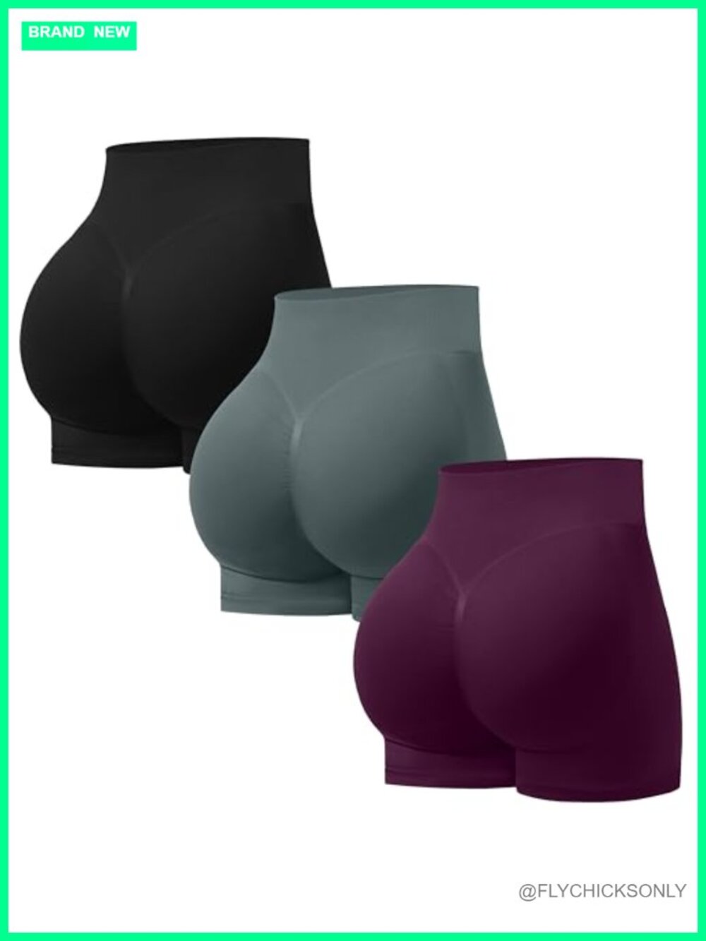 3 Pack Seamless Scrunch Butt Lifting Workout Gym Biker Shorts